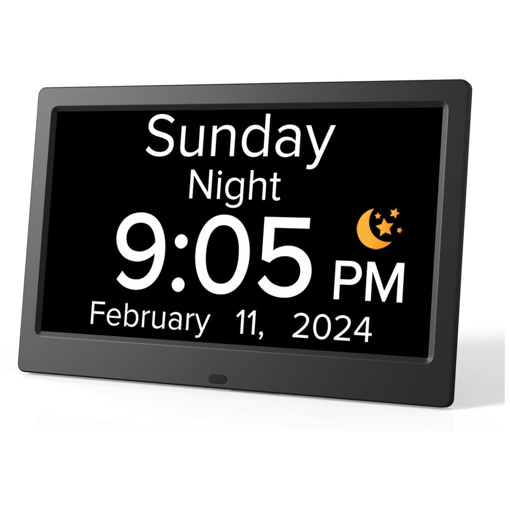 NNEDSZ Black 10.1-Inch Digital Clock with Medication Reminders & Multi-Function Alarm - Ideal for Elderly Care-0