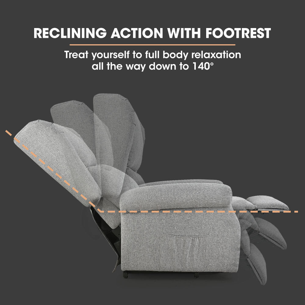 NNEMB Electric Recliner Lift Heat Chair for Elderly-Massage-Heat Therapy-Aged Care-Grey-2