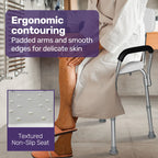 NNEMB Shower Chair Bath Seat 120kg Capacity-with Arms-Adjustable Height-for Elderly-White-1