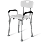 NNEMB Shower Chair Bath Seat 120kg Capacity-with Arms-Adjustable Height-for Elderly-White-0