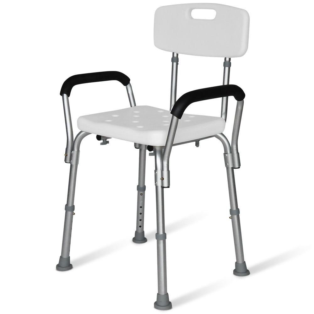 NNEMB Shower Chair Bath Seat 120kg Capacity-with Arms-Adjustable Height-for Elderly-White-0