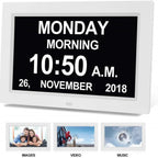 NNEDSZ Black 10.1-Inch Digital Clock with Medication Reminders & Multi-Function Alarm - Ideal for Elderly Care-1