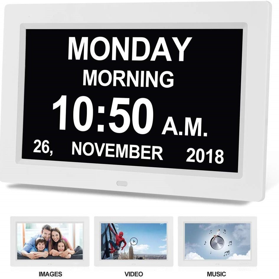 NNEDSZ Black 10.1-Inch Digital Clock with Medication Reminders & Multi-Function Alarm - Ideal for Elderly Care-1