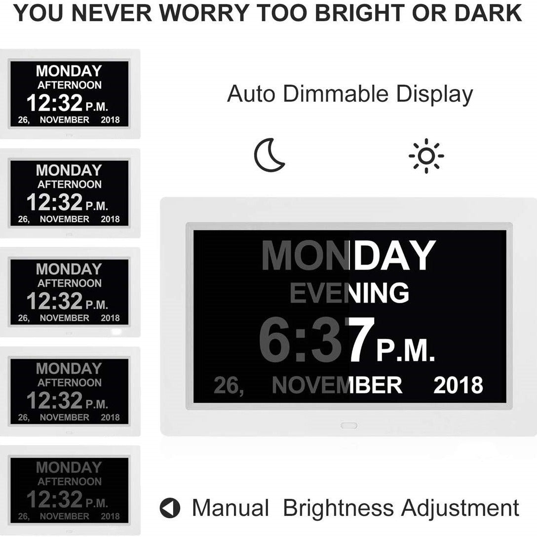 NNEDSZ Black 10.1-Inch Digital Clock with Medication Reminders & Multi-Function Alarm - Ideal for Elderly Care-2