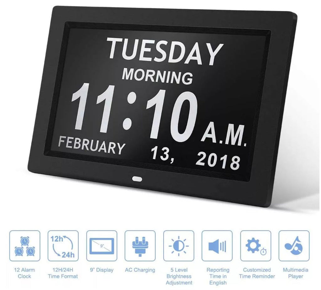 NNEDSZ Black 10.1-Inch Digital Clock with Medication Reminders & Multi-Function Alarm - Ideal for Elderly Care-4