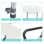 NNECW Non-Slip Shower Chair with U-Shaped Cutout for Elderly-White-4