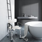 NNECW Non-Slip Shower Chair with U-Shaped Cutout for Elderly-White-0
