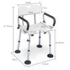 NNECW Non-Slip Shower Chair with U-Shaped Cutout for Elderly-White-3