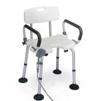 NNECW Non-Slip Shower Chair with U-Shaped Cutout for Elderly-White-1